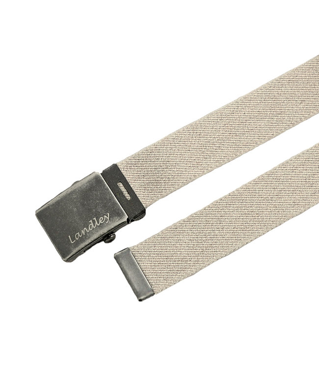 Landley Elastische Canvas Riem met Metalen Schuifgesp - Stretch - Koppelriem - Dames / Heren - Unisex - Beige