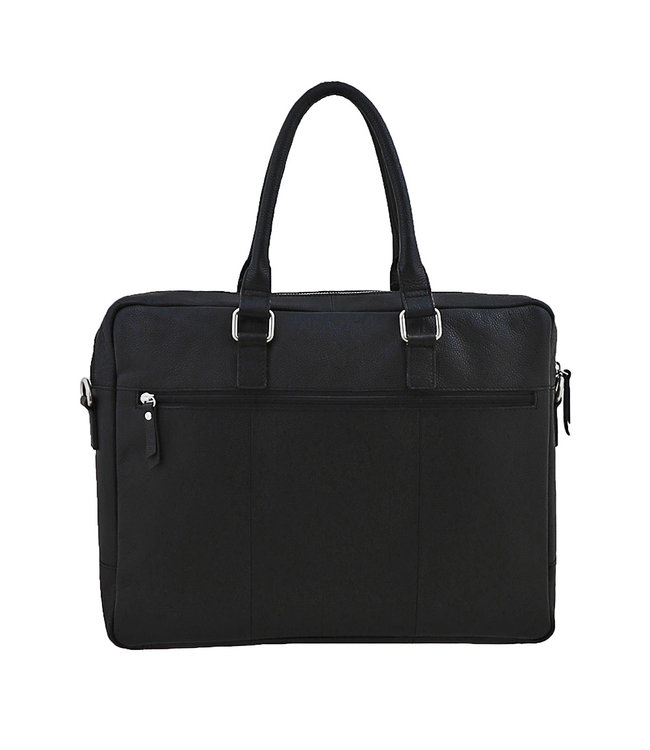 Landley Leren Unisex 15 inch Laptoptas - 15,6 inch - Dames en Heren - Leer - Zwart