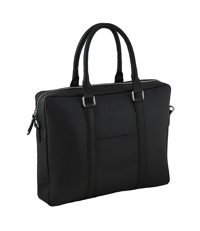 Landley Leren Unisex 15 inch Laptoptas - 15,6 inch - Dames en Heren - Leer - Zwart