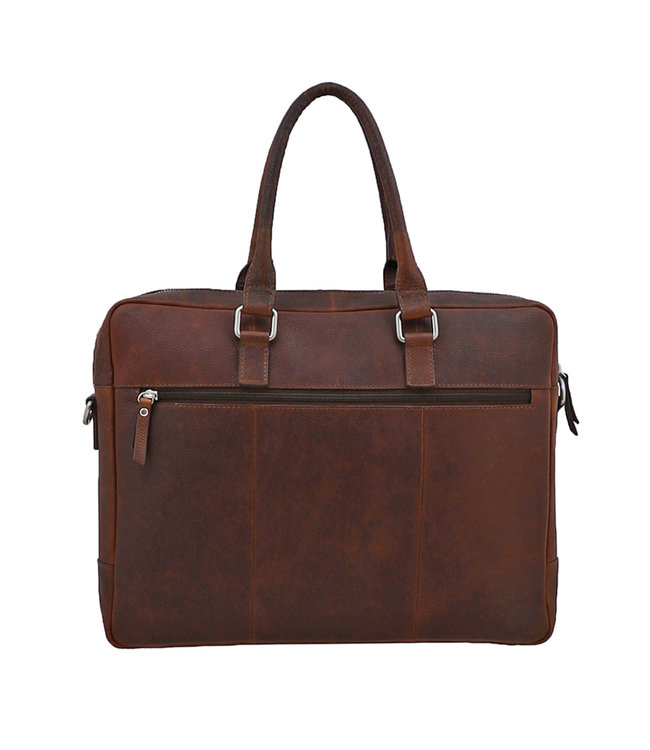 Landley Leren Unisex 15 inch Laptoptas - 15,6 inch - Dames en Heren - Leer - Cognac Bruin