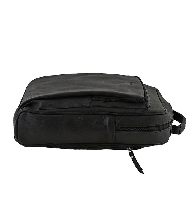 Landley Leren 13 inch Laptop Rugtas - Unisex Rugzak - 13.3" - Dames en Heren - Leer - Zwart