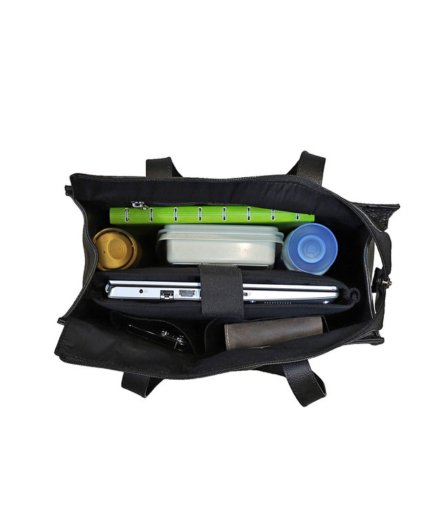 Landley Leren Dames Shopper 13 inch Laptoptas - Handtas / Schoudertas - 13.3 inch - Leer - Zwart