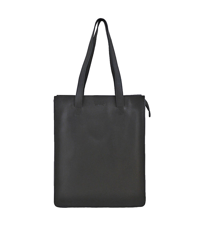 Landley Leren Dames Shopper 13 inch Laptoptas - Handtas / Schoudertas - 13.3 inch - Leer - Zwart