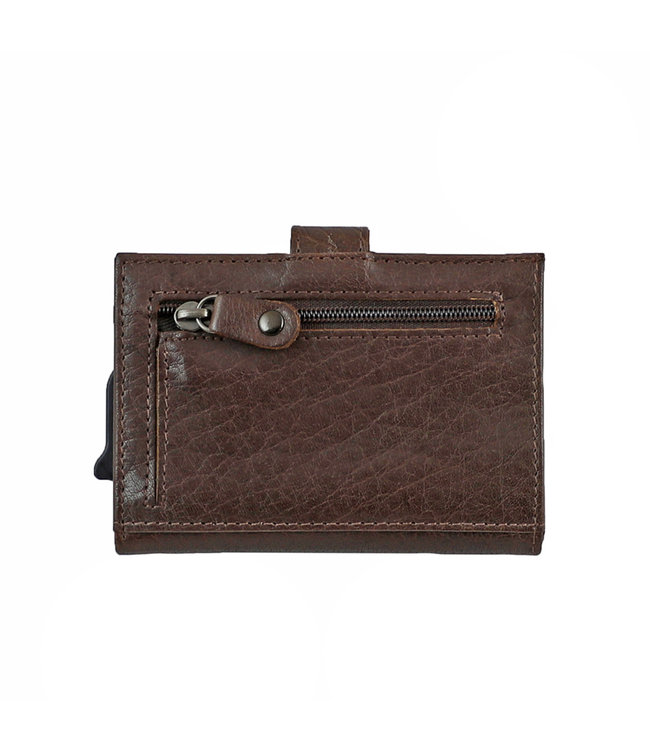 Landley Portemonnee Creditcardhouder - Compacte Kaarthouder met Muntgeldvak - Dames en Heren - RFID Anti Skim - Leer - Bruin