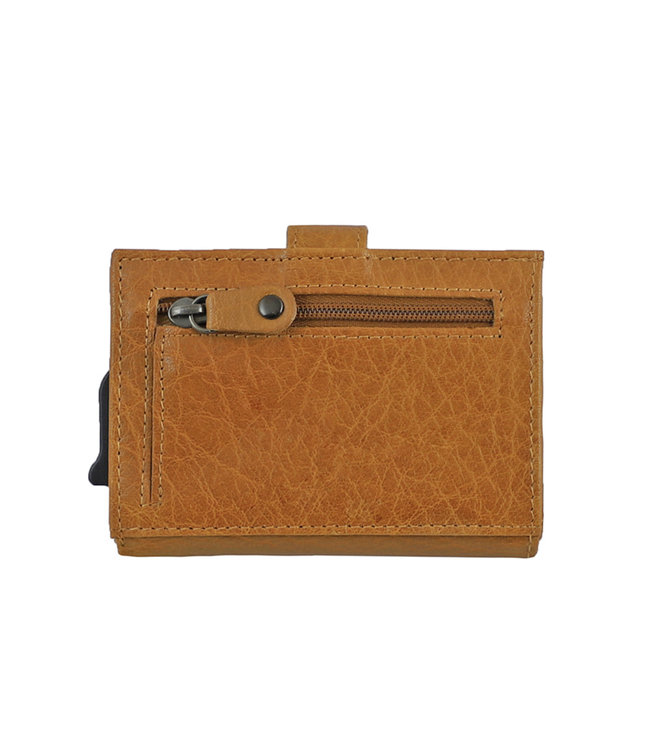 Landley Portemonnee Creditcardhouder - Compacte Kaarthouder met Muntgeldvak - Dames en Heren - RFID Anti Skim - Leer - Cognac