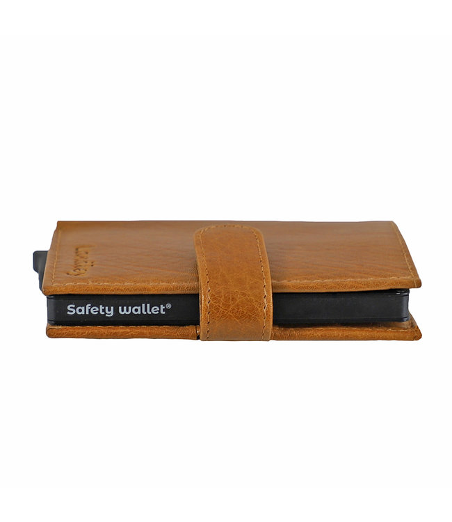 Landley Portemonnee Creditcardhouder - Compacte Kaarthouder met Muntgeldvak - Dames en Heren - RFID Anti Skim - Leer - Cognac