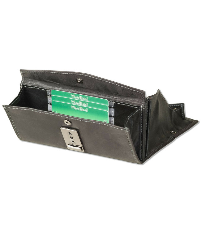 Woodland Leren Professionele Kelnerbeurs Horeca Portemonnee met Ladderslot - Voorvak voor 3 pasjes - Leer - Antraciet Grijs