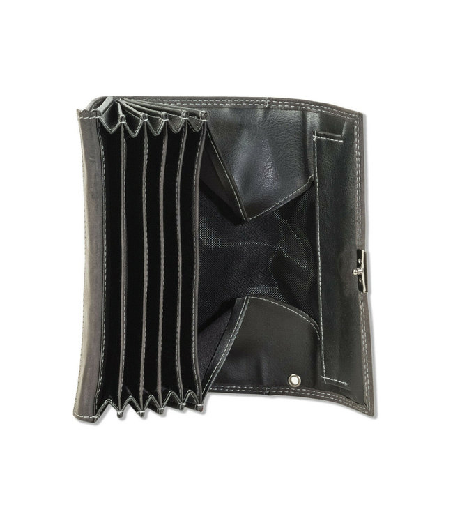 Woodland Leren Professionele Kelnerbeurs Horeca Portemonnee met Ladderslot - Voorvak voor 3 pasjes - Leer - Antraciet Grijs