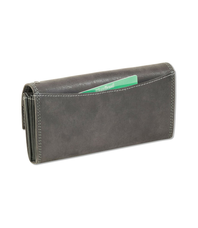 Woodland Leren Professionele Kelnerbeurs Horeca Portemonnee met Ladderslot - Voorvak voor 3 pasjes - Leer - Antraciet Grijs