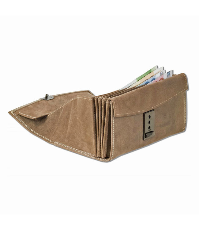 Woodland Leren Professionele Kelnerbeurs Horeca Portemonnee met Ladderslot - Voorvak voor 3 pasjes - Leer - Bruin