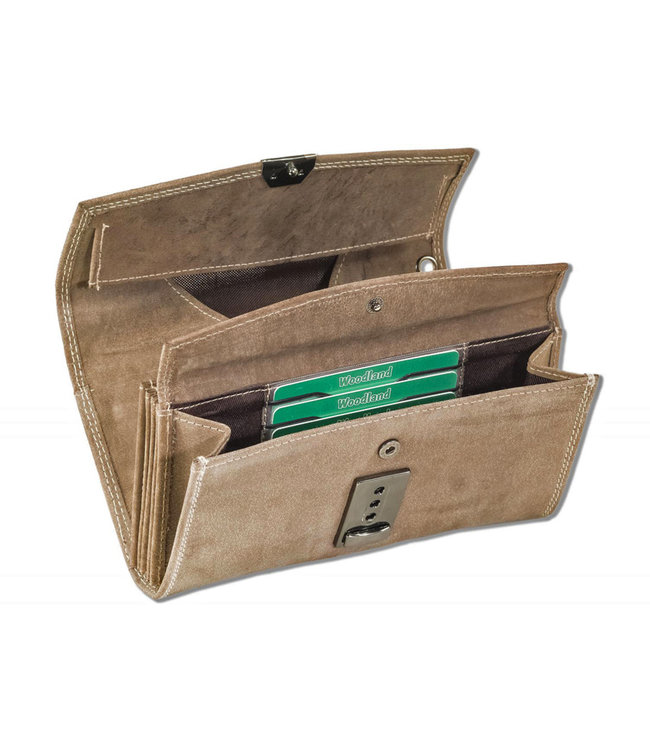 Woodland Leren Professionele Kelnerbeurs Horeca Portemonnee met Ladderslot - Voorvak voor 3 pasjes - Leer - Bruin