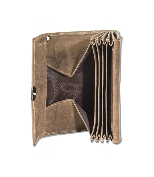 Woodland Leren Professionele Kelnerbeurs Horeca Portemonnee met Ladderslot - Voorvak voor 3 pasjes - Leer - Bruin