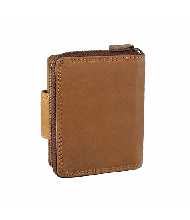 HillBurry Compacte Dames Portemonnee met Clip en Rits - Leren Portefeuille - Klein Model - RFID - Leer - Bruin