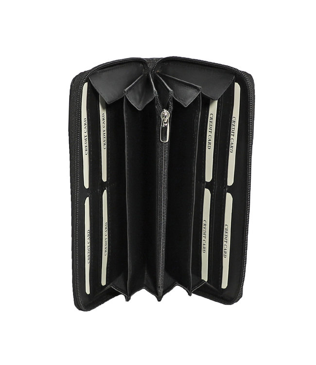 Landley Leren Dames Rits Portemonnee - Zip Around Portefeuille voor Vrouwen - Rits rondom - Soepel Nappa Leer - Zwart