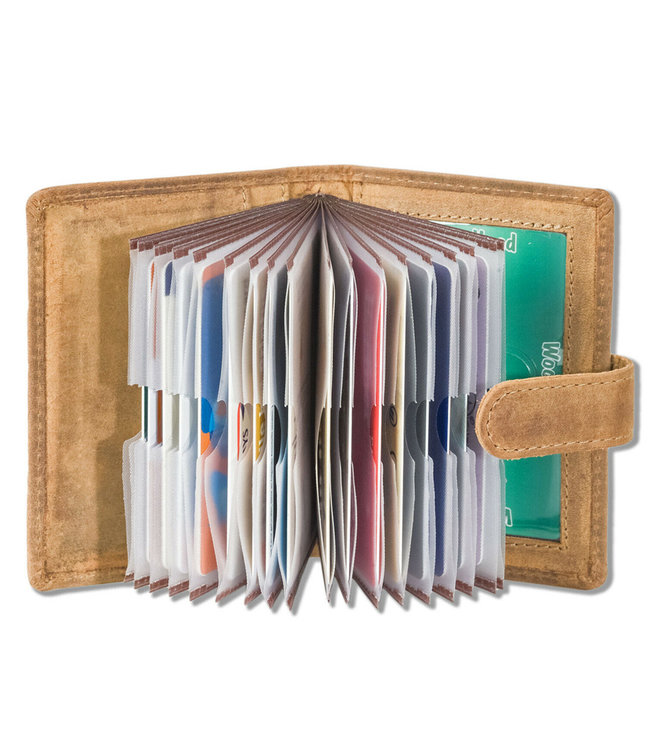 Woodland Luxe Leren Creditcardetui voor 15 pasjes - Vintage Cognac