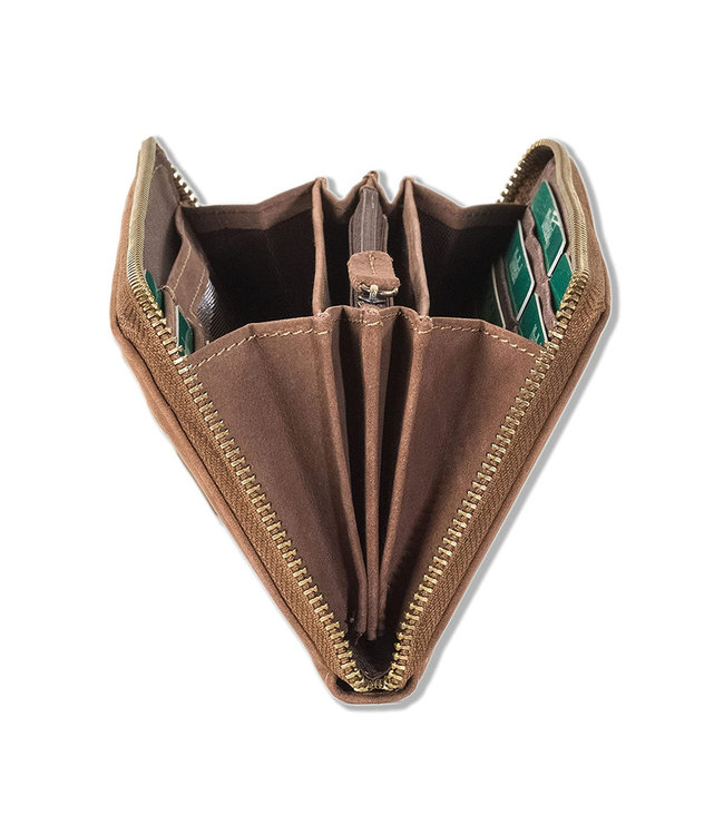 Woodland Leren Dames Portemonnee met Rits - Zip Around - Rits Rondom - RFID bescherming - Bruin