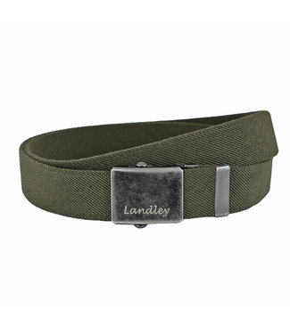 Landley Unisex Canvas Riem met Metalen Schuifgesp - Stretch - Koppelriem - Dames / Heren - Groen