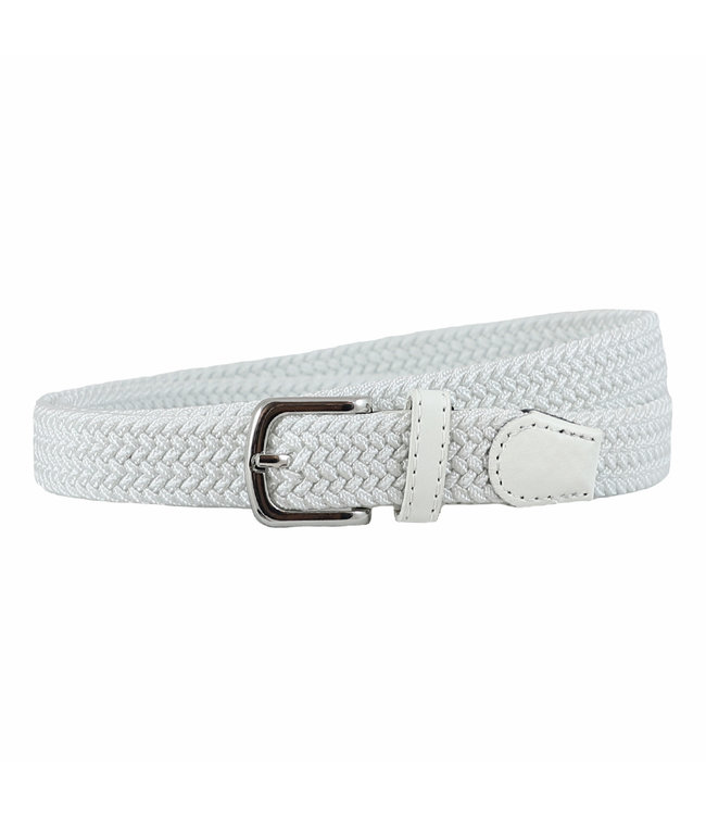 Houtkamp Smalle Elastische Dames Riem - Gevlochten Comfort Stretch Belt - 25 mm breed - Vrouwen Ceintuur - Wit