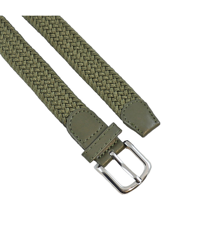 Houtkamp Smalle Elastische Dames Riem - Gevlochten Comfort Stretch Belt - 25 mm breed - Vrouwen Ceintuur - Groen
