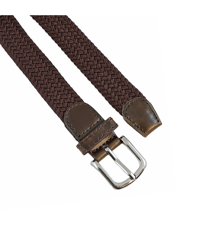 Houtkamp Smalle Elastische Dames Riem - Gevlochten Comfort Stretch Belt - 25 mm breed - Vrouwen Ceintuur - Bruin