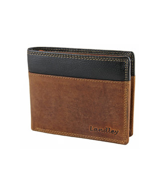 Landley Leren Billfold Mannen Portemonnee - Hunter Leer - Heren - Bruin Duo-tone