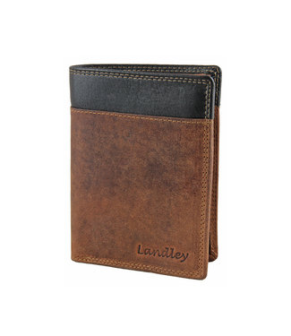 Landley Leren Billfold Portemonnee Staand - Bruin Duo-tone