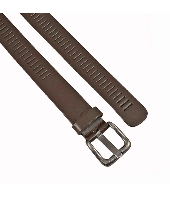 Landley Leren Geperforeerde Sleufjes Riem - Dames en Heren - Breedte 4 cm - Unisex Ceintuur - Echt Leer - Bruin