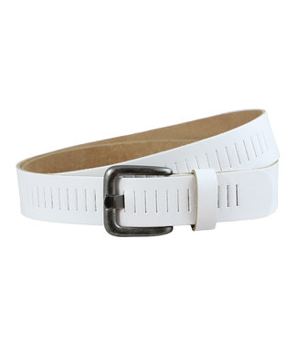 Landley Geperforeerde Sleufjes Riem Leer - Wit