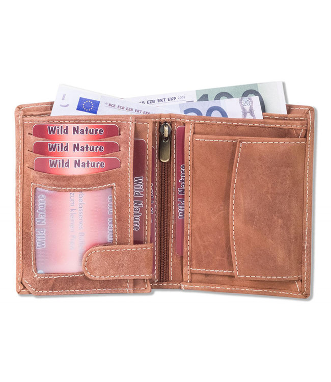 Wild Nature Hoge Billfold Portemonnee RFID Leer Cognac