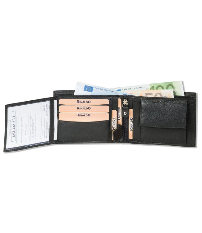 Rimbaldi Leren Mannen Portemonnee Billfold RFID | Nappa leer | Zwart