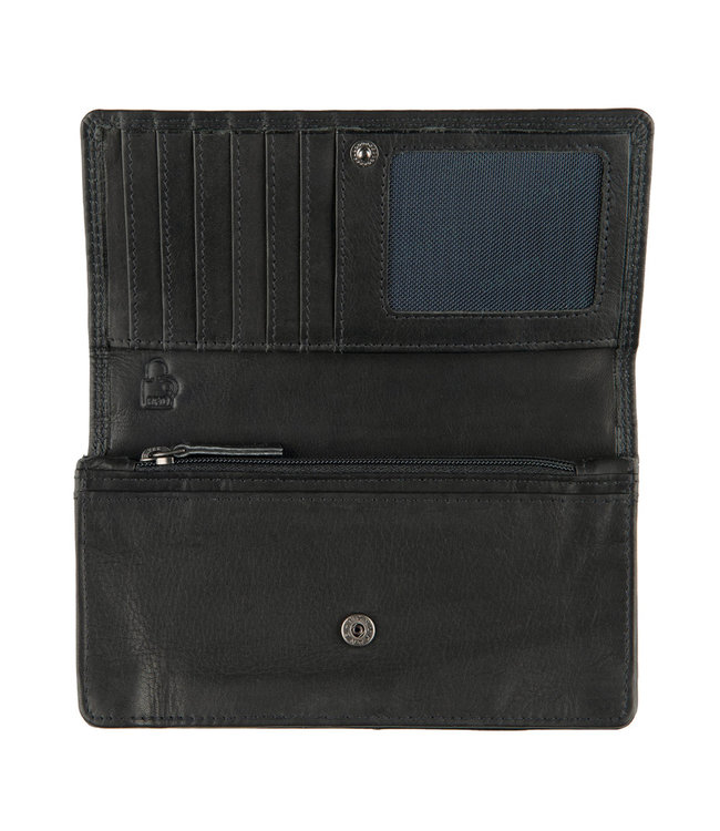 DSTRCT Wax Lane Leren Dames Harmonica Portemonnee - RFID - Zwart