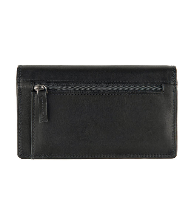 DSTRCT Wax Lane Leren Dames Harmonica Portemonnee - RFID - Zwart