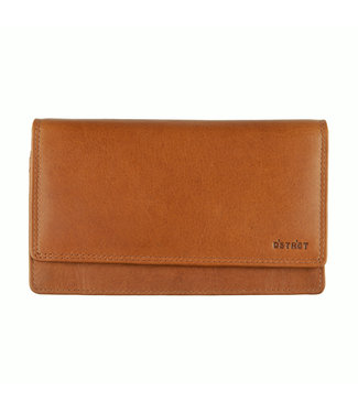 DSTRCT Leren Dames Harmonica Portemonnee RFID Cognac
