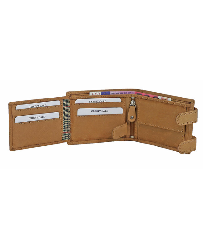 Landley Leren Heren Portemonnee met Clips - RFID - Hunter Leer - Cognac