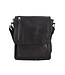Landley Leren Schoudertasje met sluitflap Unisex Zwart