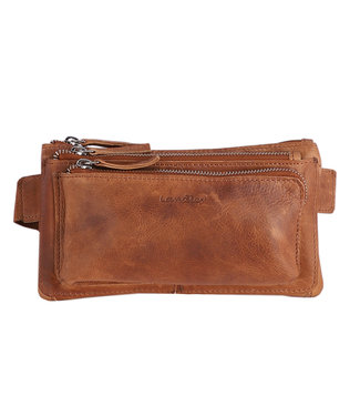 Landley Leren Heuptas met 3 ritsen - Dames en Heren - Moderne Buideltas - Fanny Pack - Antique Vintage Pull-up Leer - Cognac