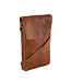 Landley Leren Dames Telefoontasje - Klein Schoudertasje - Phone Wallet - Antique Vintage Leer - Cognac