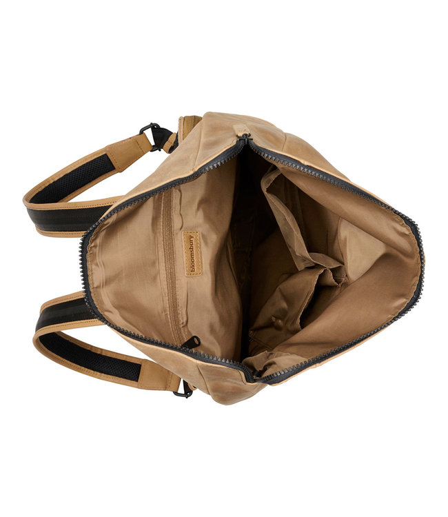Bloomsbury Leren Rolltop 14 inch Laptop Rugtas - Unisex Rugzak - Dames en Heren - Echt Leer - Zandbruin