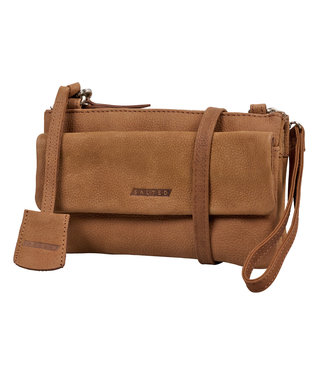 Salted Leren Dames Schoudertasje Minibag - Clutch - Nubuck Leer - Cognac