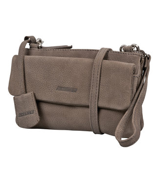 Salted Leren Dames Schoudertasje Minibag - Clutch - Nubuck Leer - Taupe