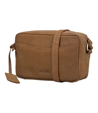 Salted Leren Dames Schoudertasje - Crossover - Camerabag - Nubuck Leer - Cognac