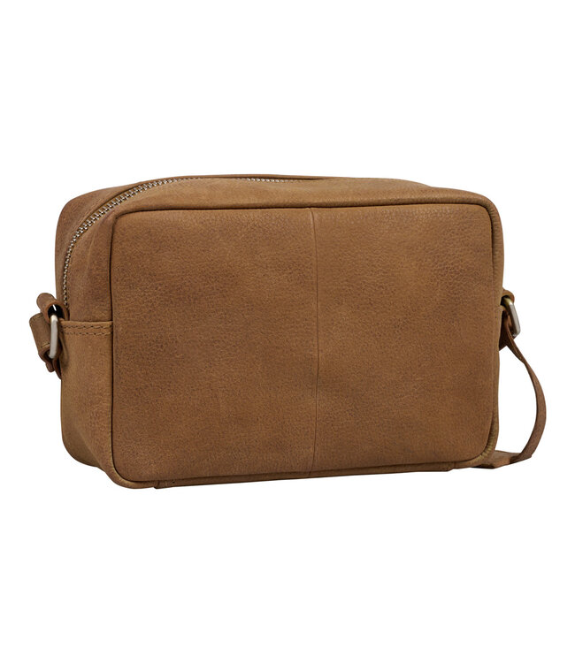 Salted Leren Dames Schoudertasje - Crossover - Camerabag - Nubuck Leer - Cognac