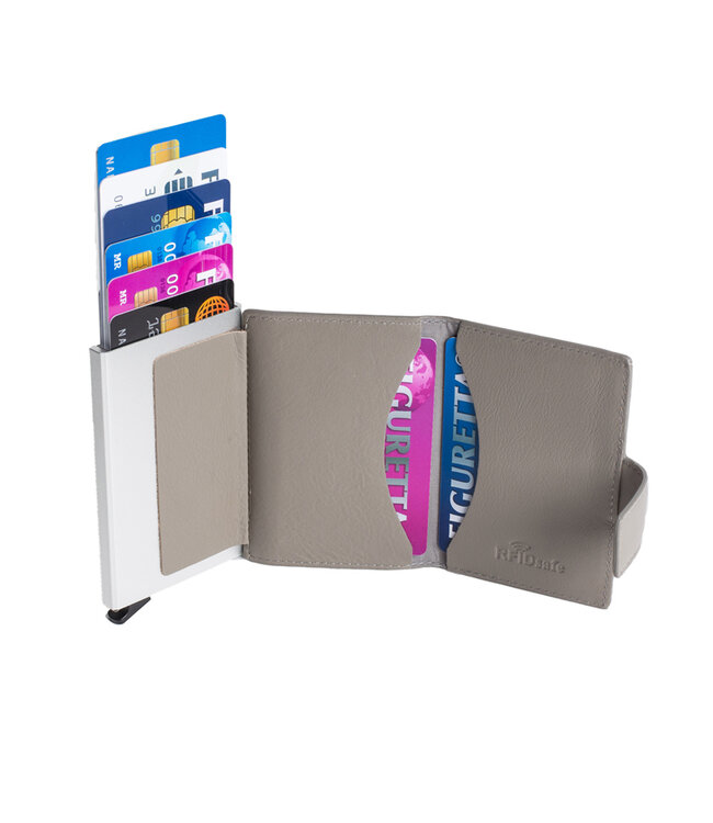 Figuretta Leren Cardprotector RFID Compact Creditcardhouder - Dames en Heren - Grijs