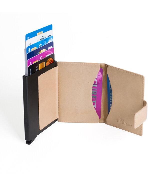 Figuretta Leren Cardprotector RFID Compact Creditcardhouder - Dames en Heren - Metallic Goud