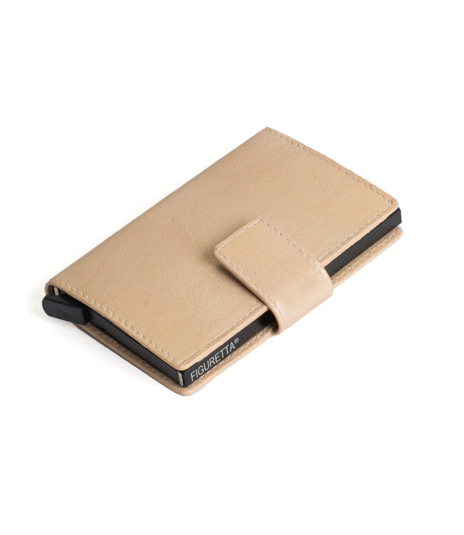 Figuretta Leren Cardprotector RFID Compact Creditcardhouder - Dames en Heren - Metallic Goud