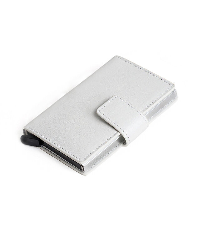 Figuretta Leren Cardprotector RFID Compact Creditcardhouder - Dames en Heren - Metallic Zilver