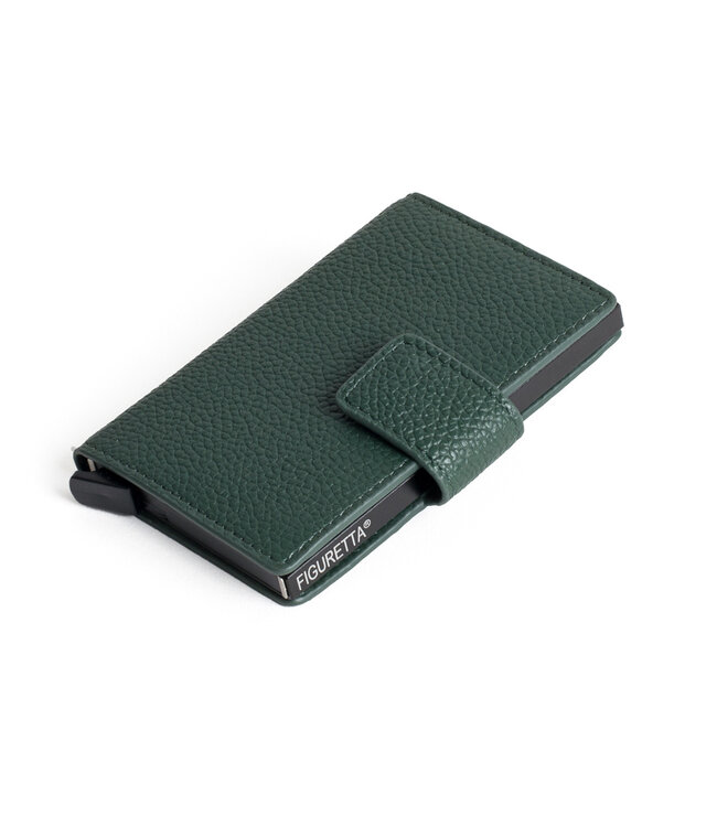 Figuretta Leren Cardprotector RFID Compact Creditcardhouder - Dames en Heren - Groen