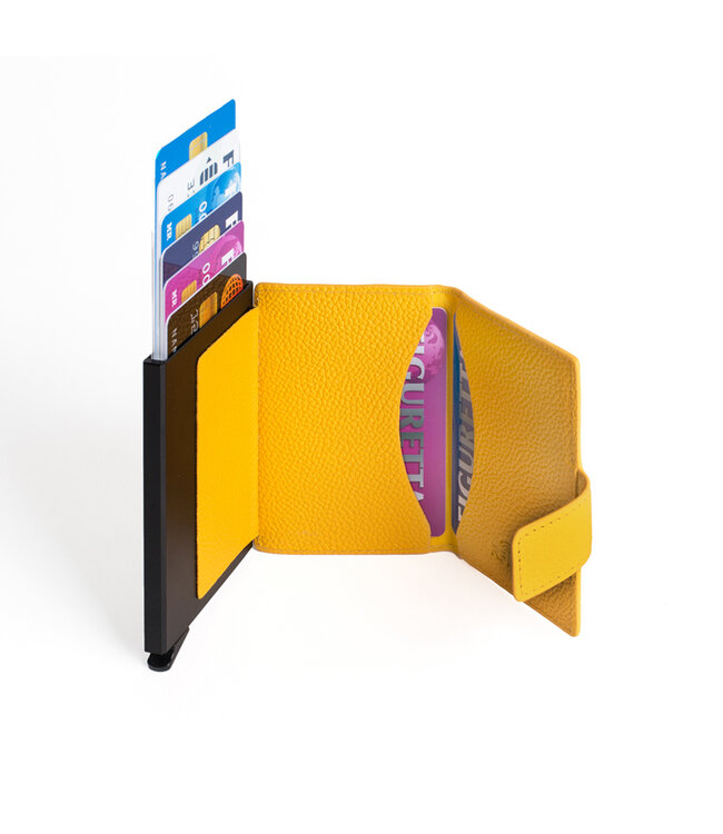 Figuretta Leren Cardprotector RFID Compact Creditcardhouder - Dames en Heren - Geel