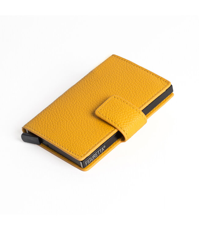 Figuretta Leren Cardprotector RFID Compact Creditcardhouder - Dames en Heren - Geel