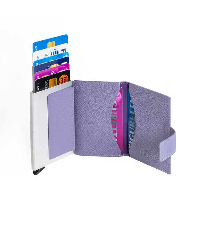 Figuretta Leren Cardprotector RFID Compact Creditcardhouder - Dames en Heren - Paars